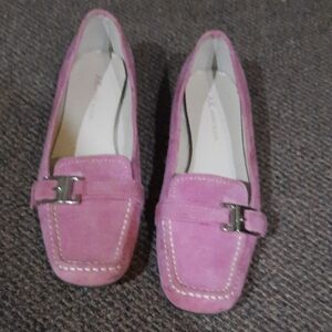 Anne Klein Pink Suede Loafers